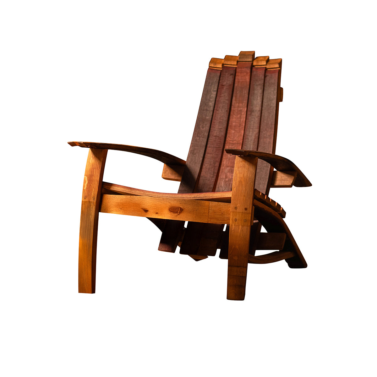 Adirondack Chair with Cup Holder, Reclaimed Wine Barrel Staves