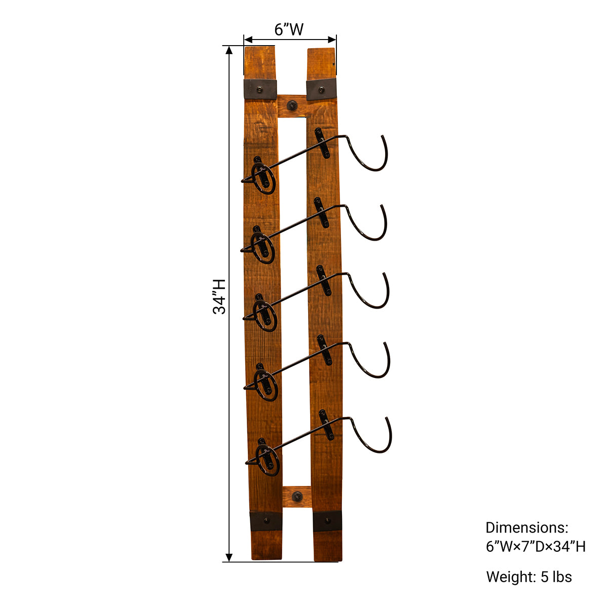 Wall Mounted Wood Wine Rack, 5-Bottle, Reclaimed Wood | Sonoma